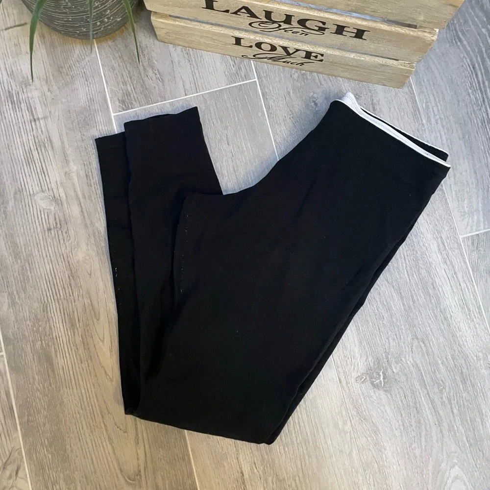Nike Womens Medium Black Club Logo Leggings Ankle Swoosh Cotton Spandex Tights